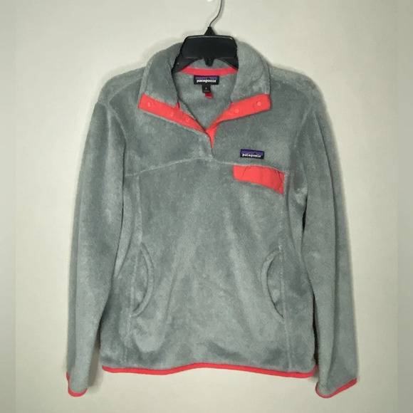 Patagonia Tops - Patagonia Re Tool Snap T Fleece Pullover women medium grey pink accent warm cozy